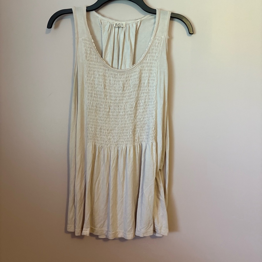 💚POL Dusty Pink Smocked Back Lace Up Tank Top